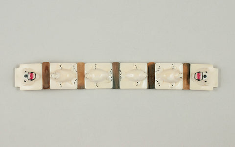 Eskimo Ivory Polar Bear and Seal Carved Watch Band by W. Okpowruk