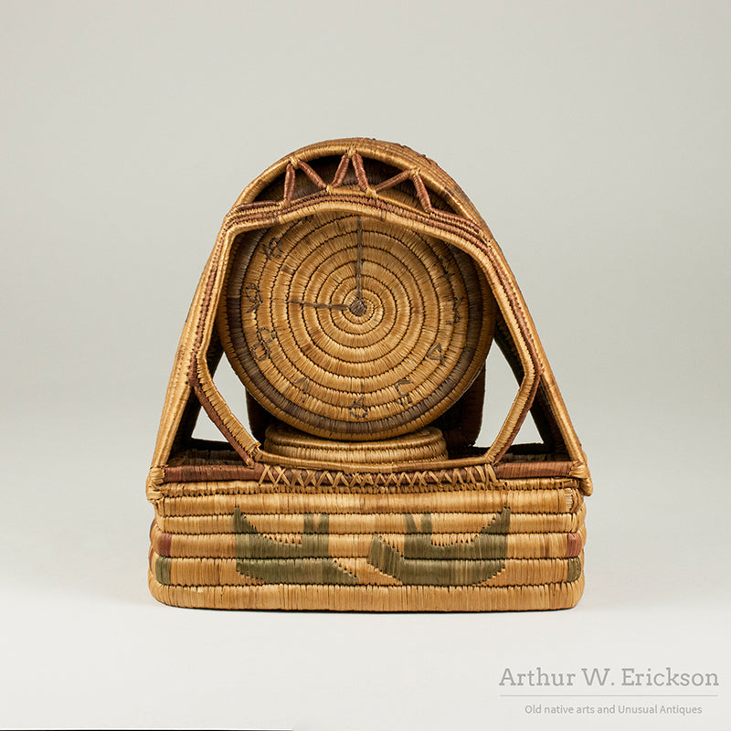 Eskimo Folk Art Basketry Clock