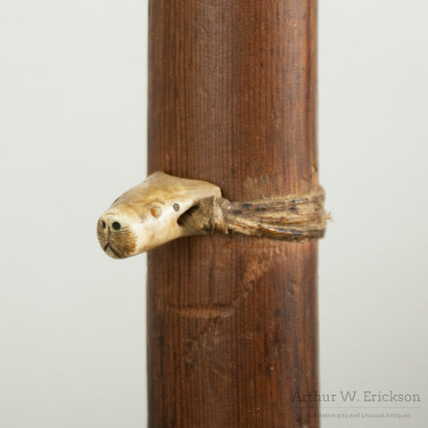 Antique Eskimo Harpoon Shaft with Seal Head Finger Rest