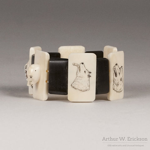 Eskimo Ivory Carved and Scrimshawed Bracelet - Arthur W. Erickson - 3