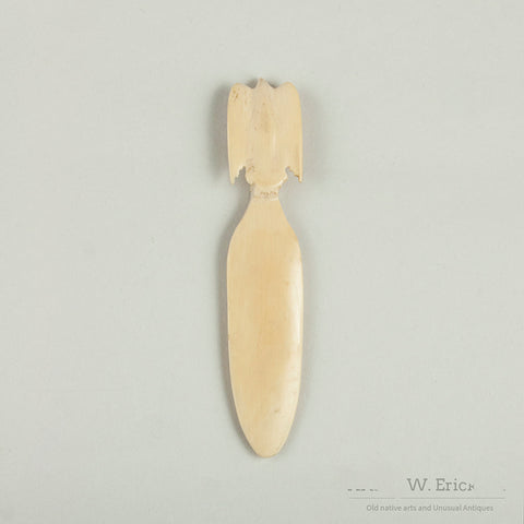 Eskimo Scrimshawed Walrus Ivory Bookmark with Eagle