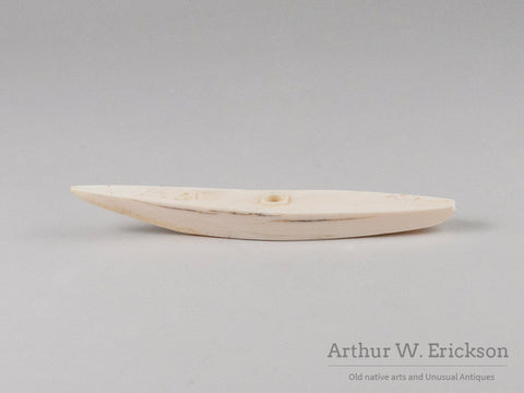 Eskimo Miniature Walrus Ivory Kayak