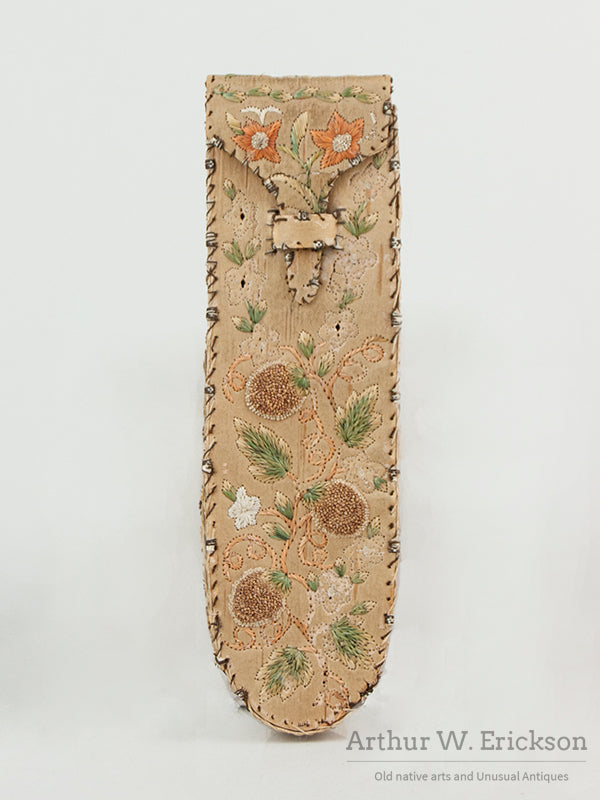 19th Century Huron Moose Hair Embroidered Glasses Case