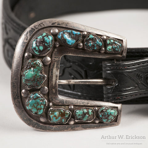 Frank Patania Sr. Sterling Silver and Turquoise Belt Buckle - Arthur W. Erickson - 5