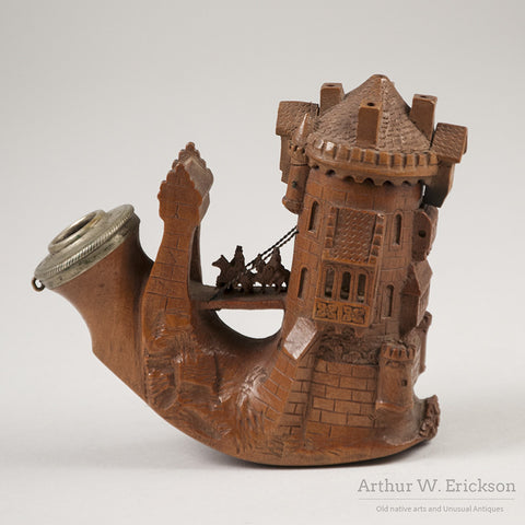 German Wood Carved Castle Pipe - Arthur W. Erickson - 1
