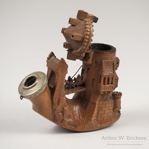 German Wood Carved Castle Pipe - Arthur W. Erickson - 3