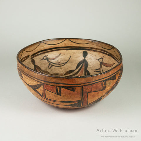 Large Hopi Polacca Bowl with Bird Design