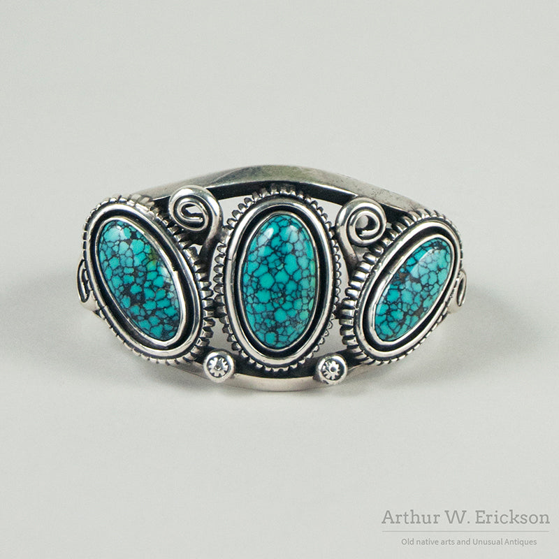 Large Turquoise and Sterling Silver Cuff Bracelet