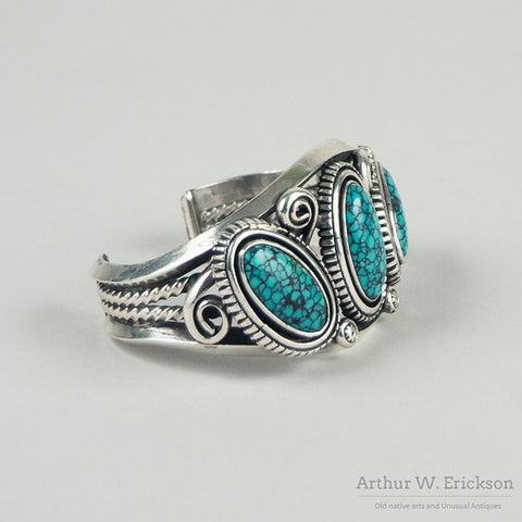 Large Turquoise and Sterling Silver Cuff Bracelet