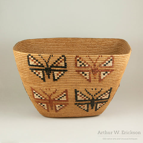 Large Canadian Salish Basket with Butterfly Design