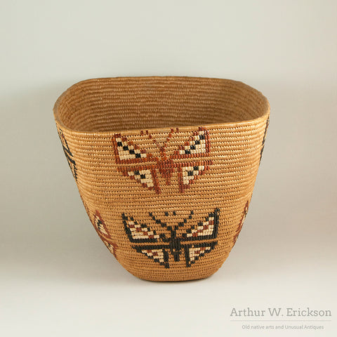 Large Canadian Salish Basket with Butterfly Design