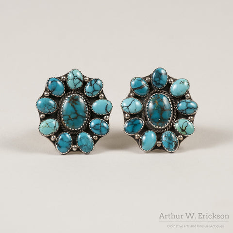 Large Turquoise Cluster Earrings - Arthur W. Erickson - 2