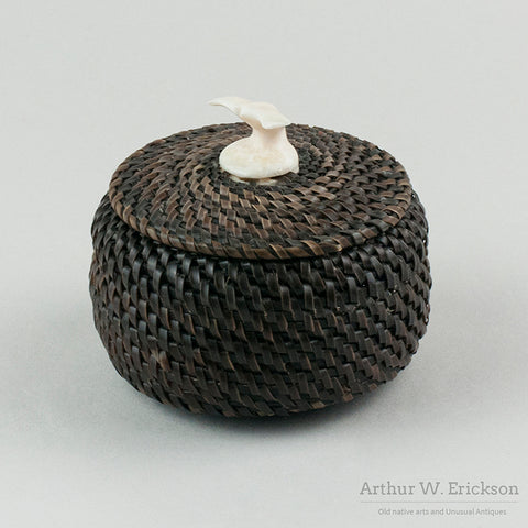 Lidded Baleen Basket with Ivory Fluke Finial and