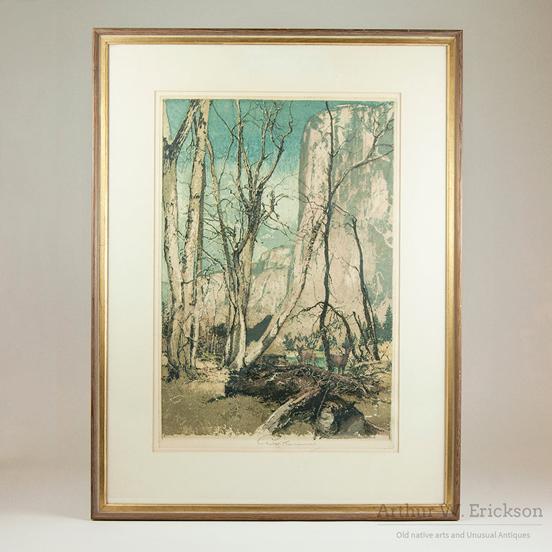 ルイージ・カシミール Luigi Kasimir 版画 Luigi Kasimir 1930's Colored Etching of El Capitan