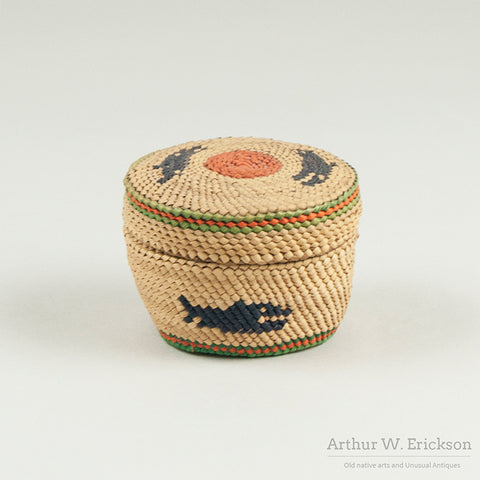 Makah Basket with Whales and Bird
