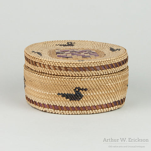 Quileute Lidded Basket with Ducks