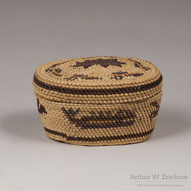 Nuu-chah-nulth (Nootka) oval lidded basket - Arthur W. Erickson - 1
