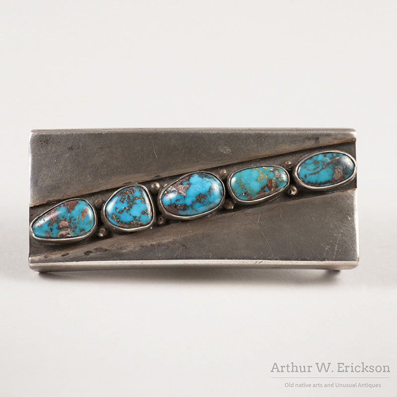Mark Chee Turquoise and Silver Belt Buckle - Arthur W. Erickson - 1