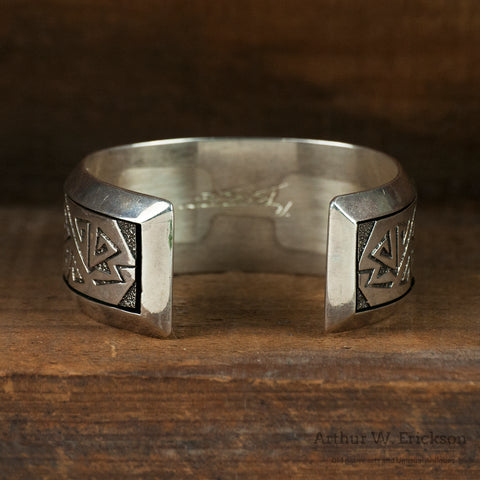 Navajo Silver and Stone Inlay Cuff Bracelet by Richard Tsosie