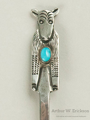 Navajo UITA6 Silver and Turquoise Figural Spoon