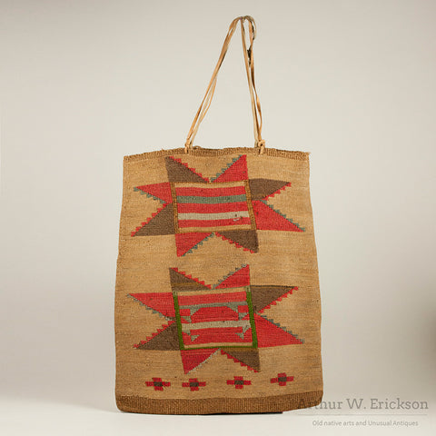 Nez Perce Corn Husk Bag with Two Eight Point Stars