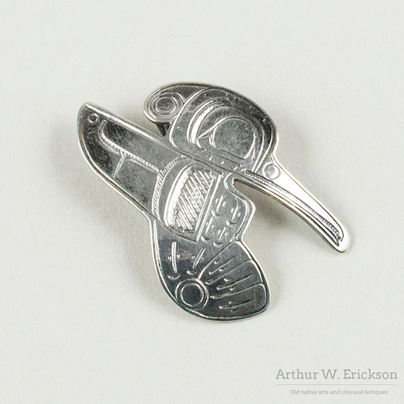 Northwest Coast Hummingbird Silver Pin