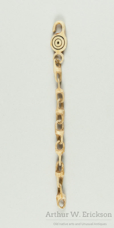 SIngle Eskimo Walrus Ivory Earring With Carved Links