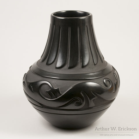 Pablita Chavarria Santa Clara Large Black Vase