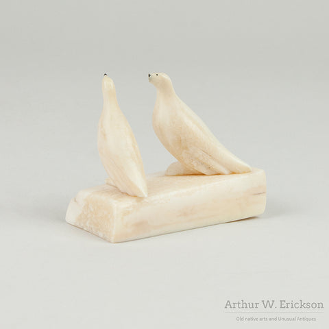 Pair of Birds on Walrus Ivory Base