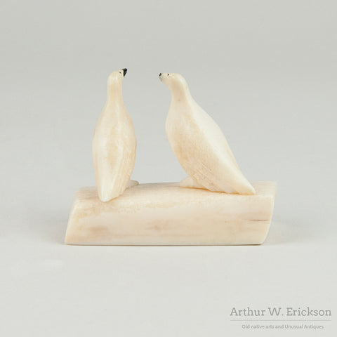 Pair of Birds on Walrus Ivory Base