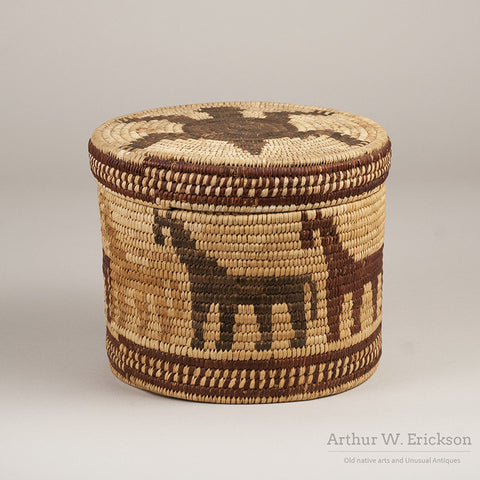 Papago Figural Lidded Basket with Horses and Turtle - Arthur W. Erickson - 1