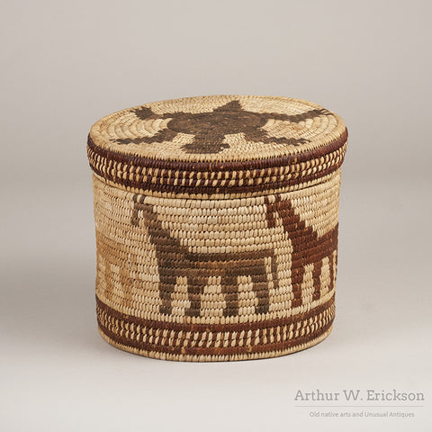 Papago Figural Lidded Basket with Horses and Turtle - Arthur W. Erickson - 3