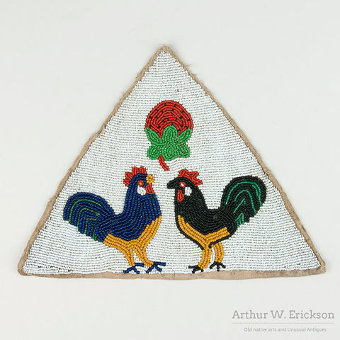 Plateau Beaded Triangular Panel with Roosters
