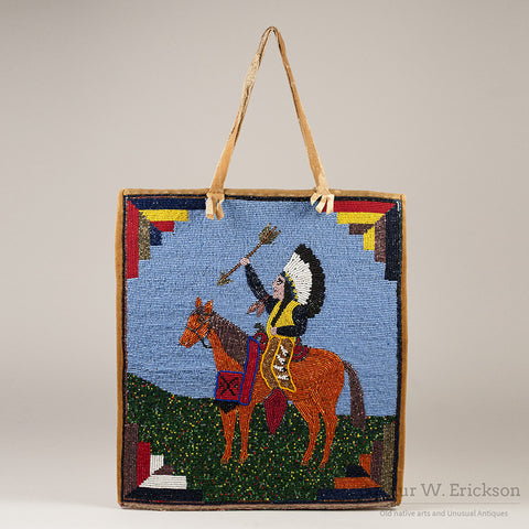 Plateau Beaded Bag with Warrior on Horseback
