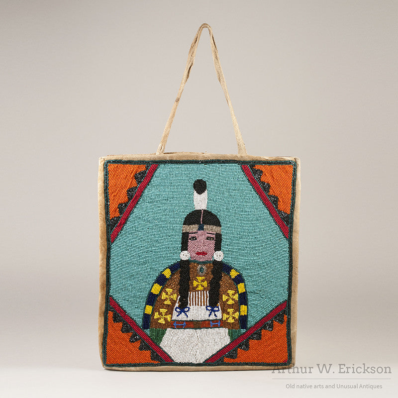 Plateau Beaded Bag with Indian Maiden
