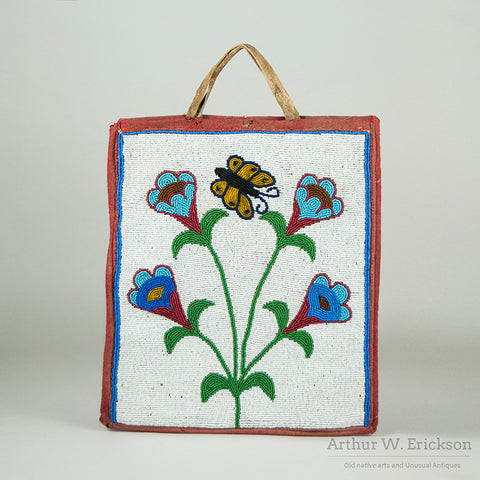 Old Plateau Beaded Bag with Butterfly