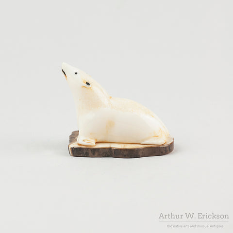 Pudgy Seal on Fossilized Walrus Ivory Base