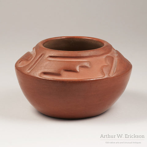 San Ildefonso Carved Redware Olla by Rose Gonzales (1900-1989) - Arthur W. Erickson - 1