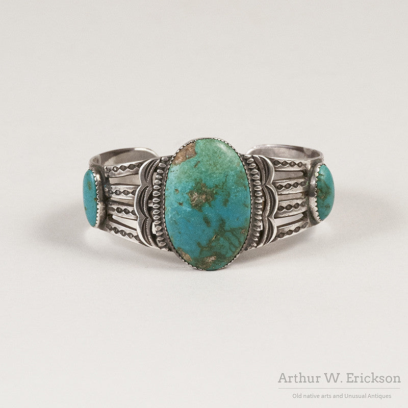 1930's Three Stone Turquoise Bracelet - Arthur W. Erickson - 1