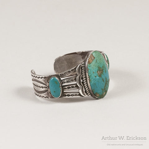 1930's Three Stone Turquoise Bracelet - Arthur W. Erickson - 2
