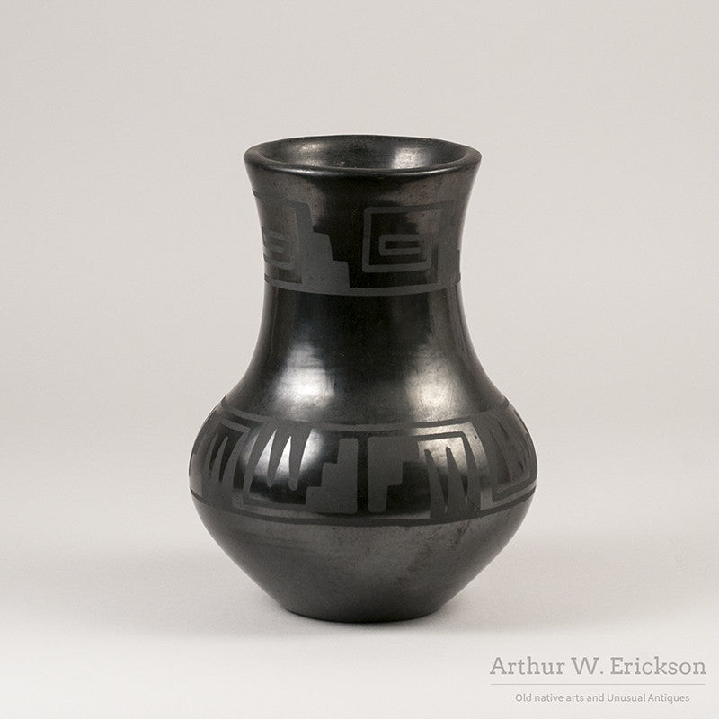 Maria and Julian Blackware Pottery Vase - Arthur W. Erickson - 1