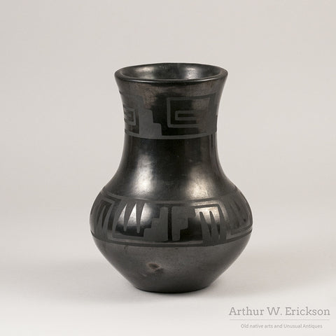 Maria and Julian Blackware Pottery Vase - Arthur W. Erickson - 2