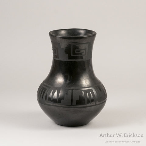 Maria and Julian Blackware Pottery Vase - Arthur W. Erickson - 3