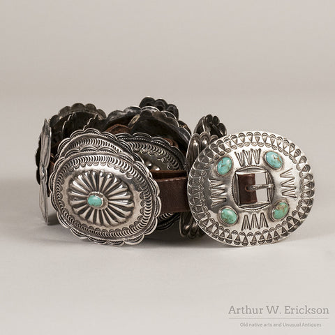 Silver and Turquoise Concho Belt - Arthur W. Erickson - 1
