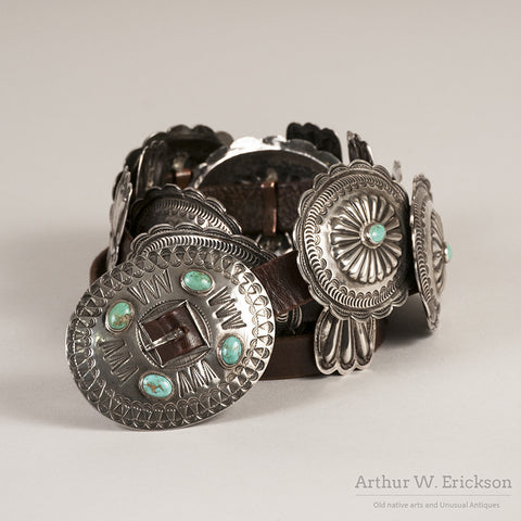Silver and Turquoise Concho Belt - Arthur W. Erickson - 6