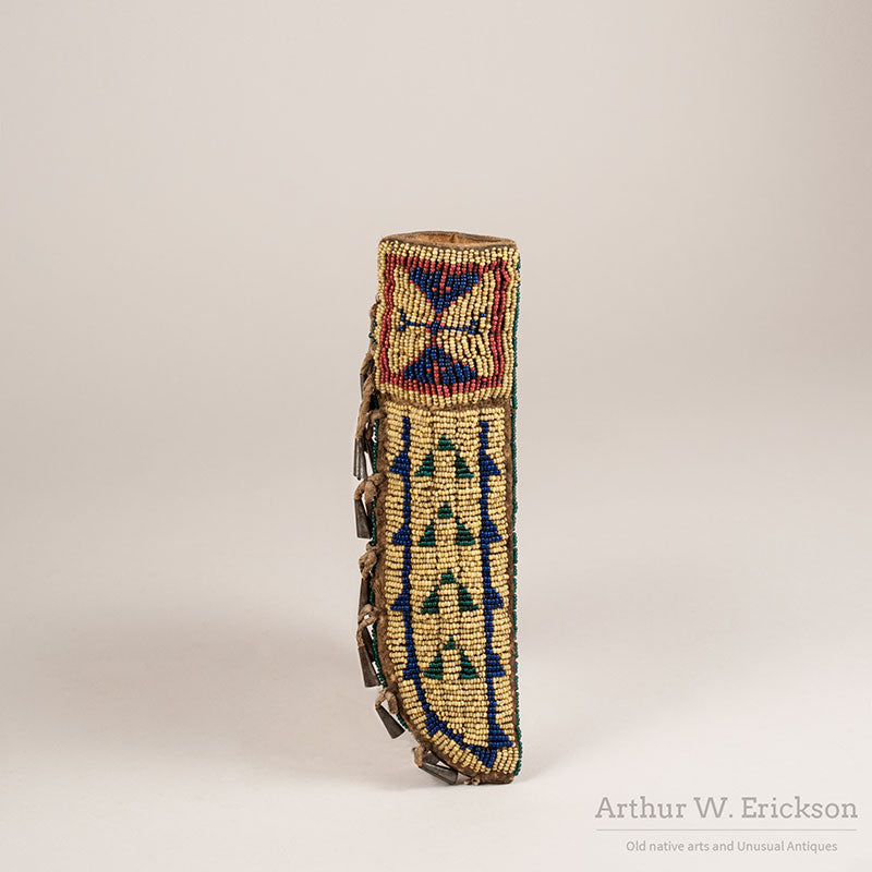Beaded Knife Sheath with Tin Cone Fringe