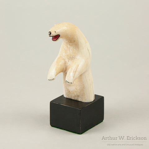 Standing Eskimo Carved Ivory Polar Bear
