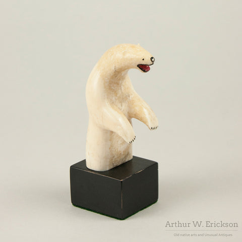 Standing Eskimo Carved Ivory Polar Bear