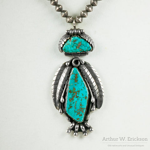 Turquoise and Sterling Silver Pendant by Carl Luthy