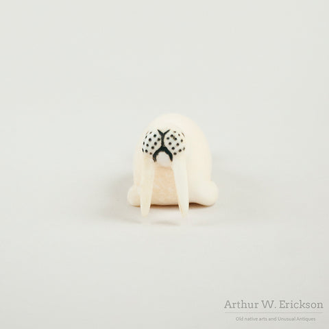 Big Tusked Carved Ivory Walrus